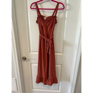 Lilac & Lilly Women's Sleeveless Ruffled Fit & Flare Belted Dress Copper XS NWT